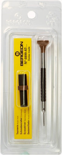 Bergeon 6899-AT screwdriver, blade 3 mm, brown, with spare blades
