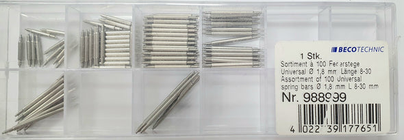 Spring Bars UNIVERSAL x 100 Pieces 1.8mm Tube L8-30mm